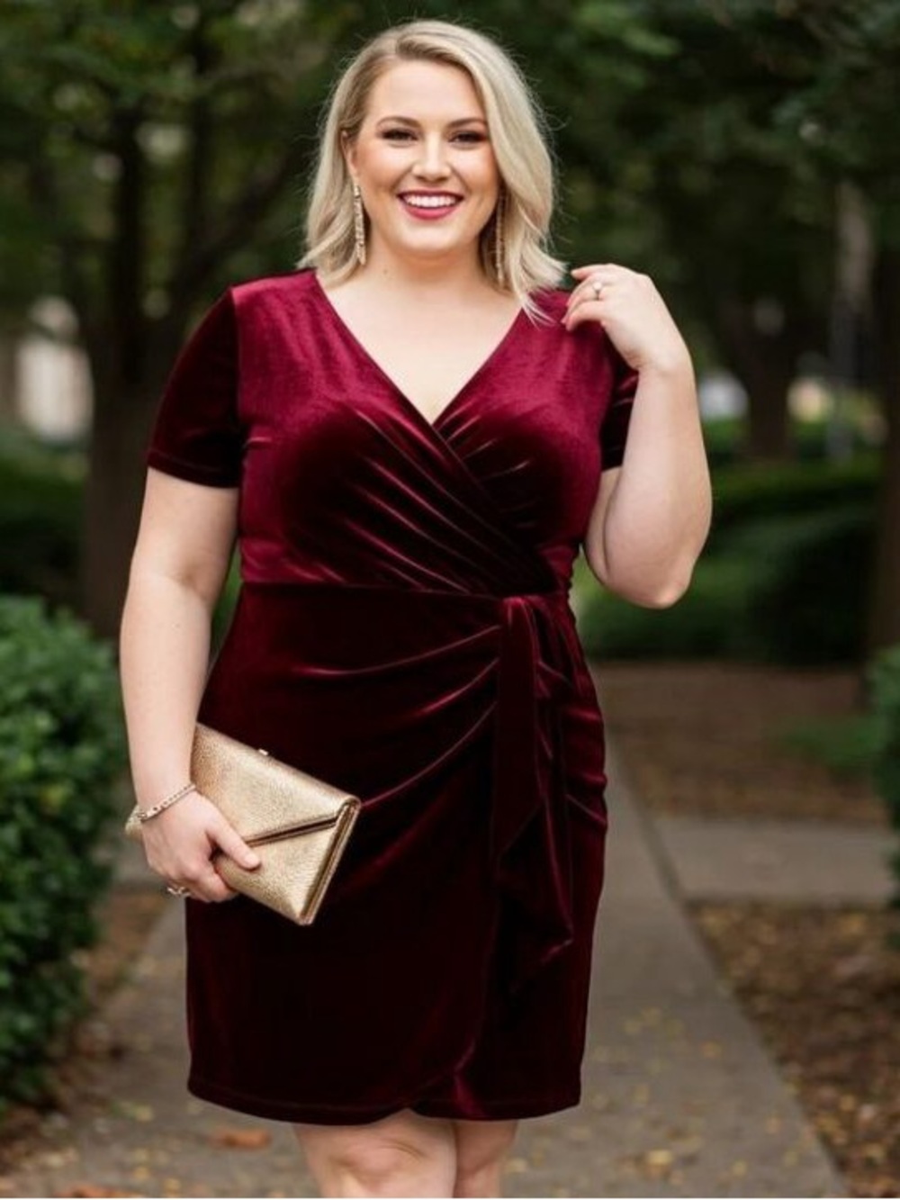 Torrid 0X Velvet Wrap Midi Dress in Burgundy